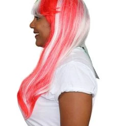 FLAGWIGS Mexico Flag Sport Party Long Bob Wig | National Pride Sport Wig | Premium Breathable Capless Cap