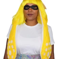 HPO Womens Inkling Girl Wig And Ears With Mask Set | Video Game Wigs | Premium Breathable Capless Cap