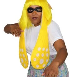 HPO Womens Inkling Girl Wig And Ears With Mask Set | Video Game Wigs | Premium Breathable Capless Cap