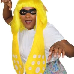 HPO Womens Inkling Girl Wig And Ears With Mask Set | Video Game Wigs | Premium Breathable Capless Cap