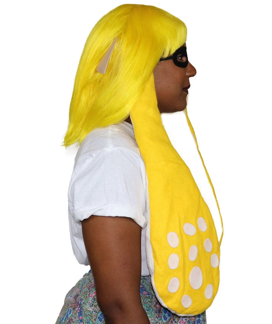 HPO Womens Inkling Girl Wig And Ears With Mask Set | Video Game Wigs | Premium Breathable Capless Cap