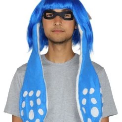 HPO Womens Inkling Girl Wig And Ears With Mask Set | Video Game Wigs | Premium Breathable Capless Cap