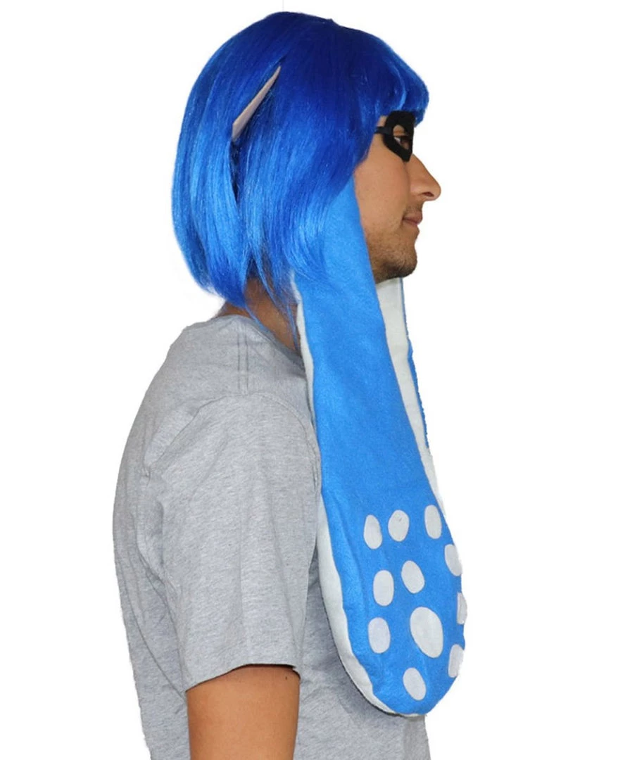 HPO Womens Inkling Girl Wig And Ears With Mask Set | Video Game Wigs | Premium Breathable Capless Cap