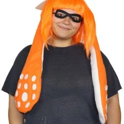 HPO Womens Inkling Girl Wig And Ears With Mask Set | Video Game Wigs | Premium Breathable Capless Cap