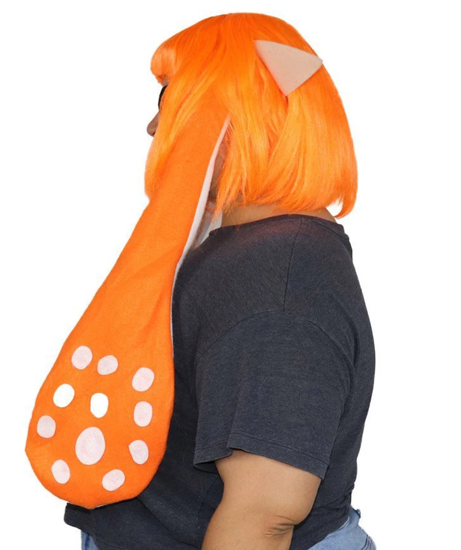 HPO Womens Inkling Girl Wig And Ears With Mask Set | Video Game Wigs | Premium Breathable Capless Cap