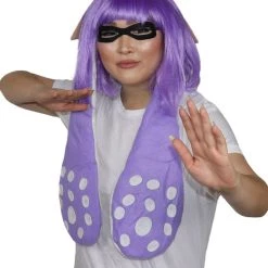 HPO Womens Inkling Girl Wig And Ears With Mask Set | Video Game Wigs | Premium Breathable Capless Cap