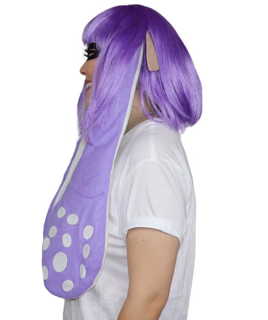 HPO Womens Inkling Girl Wig And Ears With Mask Set | Video Game Wigs | Premium Breathable Capless Cap
