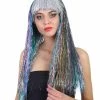 HPO Rainbow Tinsel Womens Wig | Party Ready Fancy Cosplay Halloween Wig | Premium Breathable Capless Cap Men's