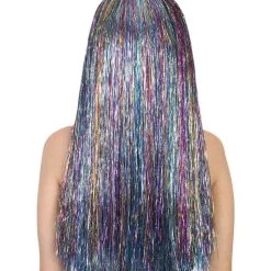 HPO Rainbow Tinsel Womens Wig | Party Ready Fancy Cosplay Halloween Wig | Premium Breathable Capless Cap Men's