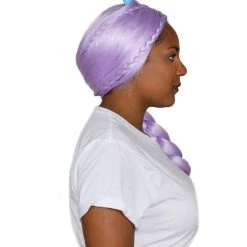 HPO Womens Animation Braided Wig With Horns | Purple TV/Movie Wigs | Premium Breathable Capless Cap Women's