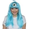 HPO Women's Womens Aliens Wig With Antennae | Blue TV/Movie Wigs | Premium Breathable Capless Cap