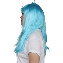 HPO Women's Womens Aliens Wig With Antennae | Blue TV/Movie Wigs | Premium Breathable Capless Cap