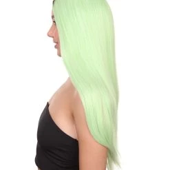 HPO Celebrity Womens Wig | Ombre Green Long Wig | Premium Breathable Capless Cap Men's