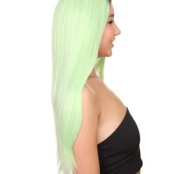 HPO Celebrity Womens Wig | Ombre Green Long Wig | Premium Breathable Capless Cap Men's