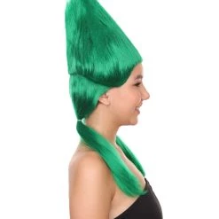 HPO Green Womens Wig | Fancy Halloween Wig With Ponytails | Premium Breathable Capless Cap Women's