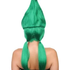 HPO Green Womens Wig | Fancy Halloween Wig With Ponytails | Premium Breathable Capless Cap Women's