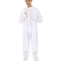 HPO Adult Men's Chinese Traditional Martial Arts Kung Fu Uniform Costume | White Cosplay Costume