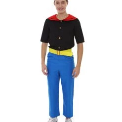 HPO Adult Men's Sailor Man Captain 4 Piece Costume | Black And Blue Cosplay Costume