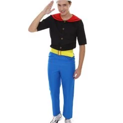 HPO Adult Men's Sailor Man Captain 4 Piece Costume | Black And Blue Cosplay Costume