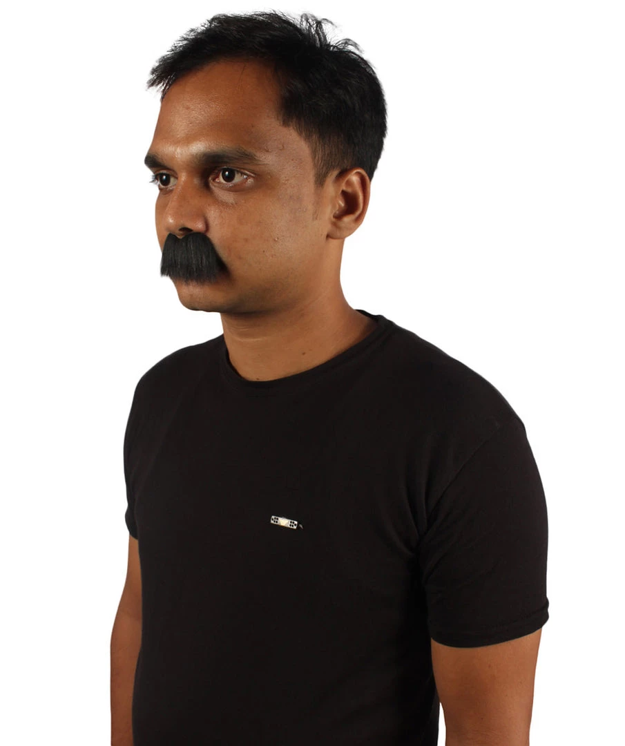 HPO Men's Mens Short Fluffy Black Marx Bros Mustache - Stage Ready Mustache Perfect For Cosplay, Drag, And Performance