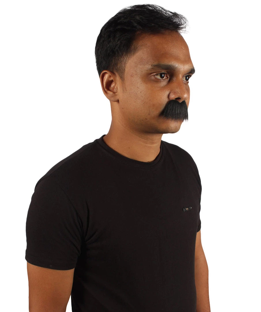HPO Men's Mens Short Fluffy Black Marx Bros Mustache - Stage Ready Mustache Perfect For Cosplay, Drag, And Performance