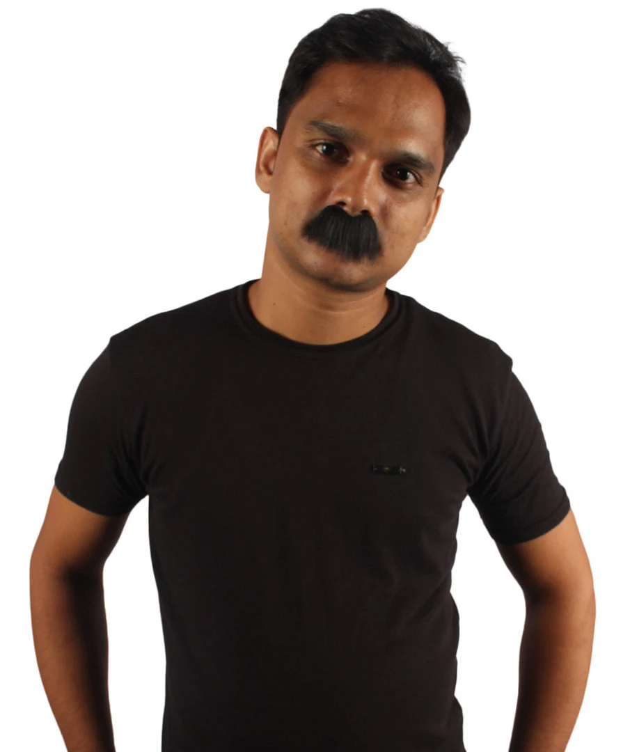 HPO Men's Mens Short Fluffy Black Marx Bros Mustache - Stage Ready Mustache Perfect For Cosplay, Drag, And Performance