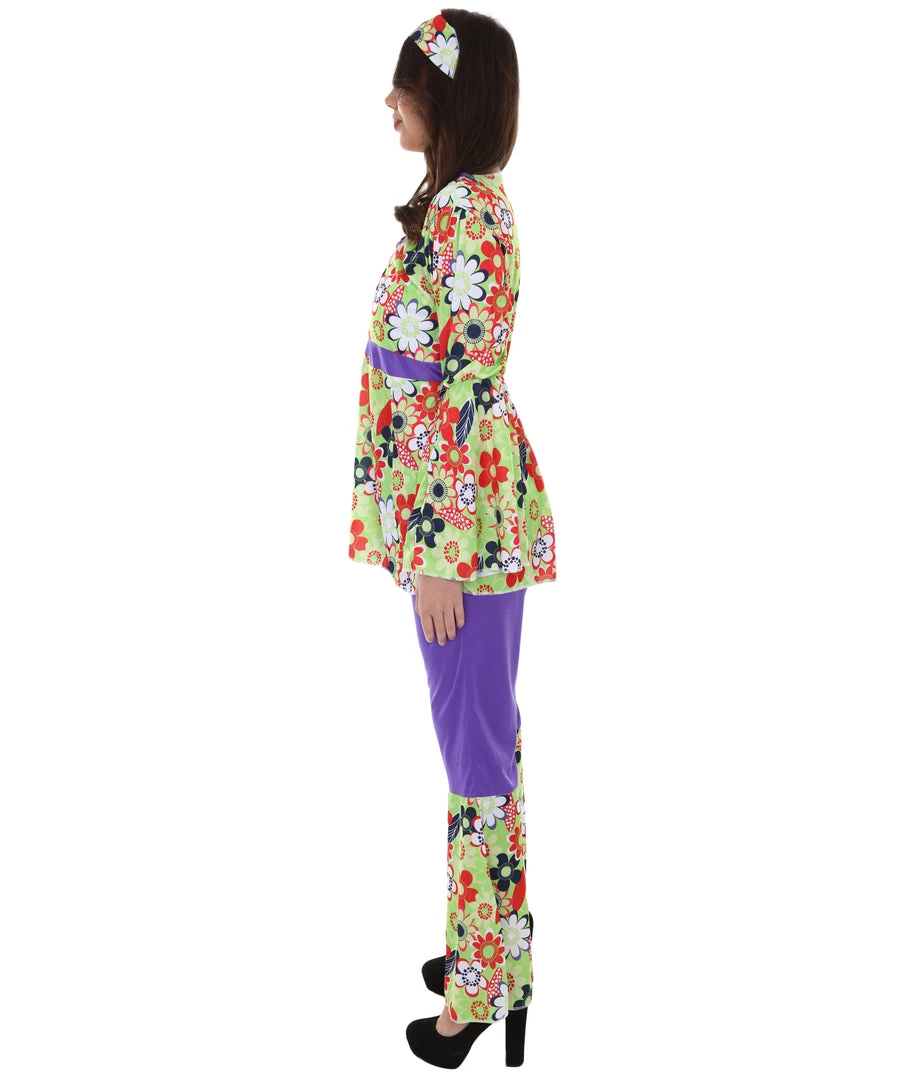 HPO Adult Women's Hippie 3Pc Costume | Multi Color Halloween Costume