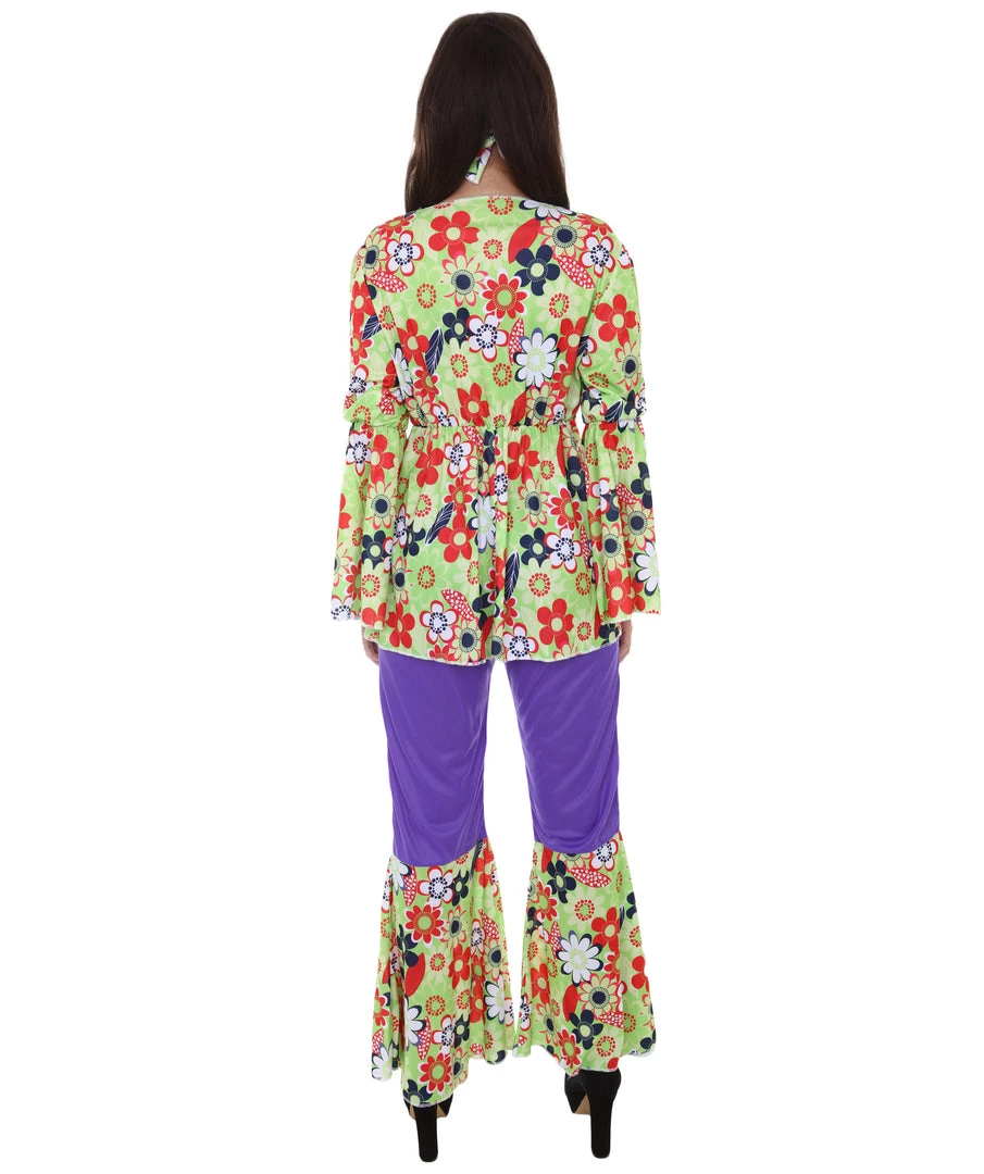 HPO Adult Women's Hippie 3Pc Costume | Multi Color Halloween Costume