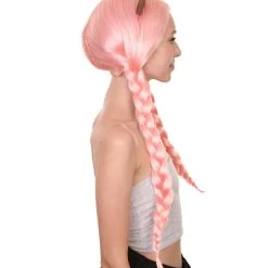 HPO Womens Doll With Ears Wig | Coral Pink Party Ready Fancy Cosplay Halloween Wig | Premium Breathable Capless Cap Women's