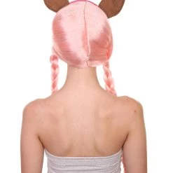 HPO Womens Doll With Ears Wig | Coral Pink Party Ready Fancy Cosplay Halloween Wig | Premium Breathable Capless Cap Women's