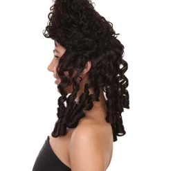 HPO Women's Womens Renaissance Curly Wig | Dark Brown Historical Wigs