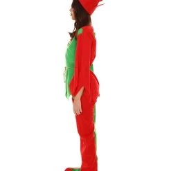 HPO Adult Women's Ladies' Elf Xmas Costume | Red And Green Halloween Costume