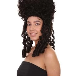 HPO Women's Womens Renaissance Curly Wig | Dark Brown Historical Wigs
