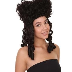 HPO Women's Womens Renaissance Curly Wig | Dark Brown Historical Wigs