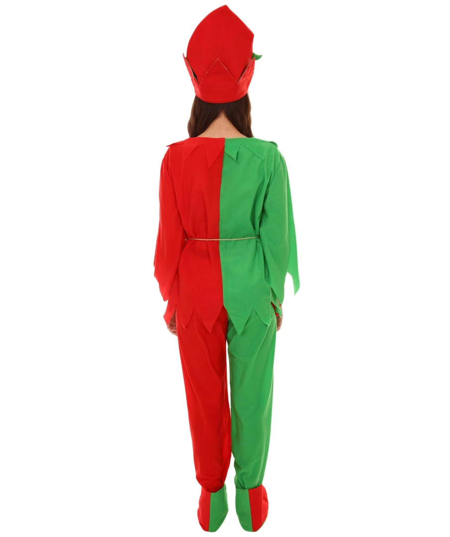 HPO Adult Women's Ladies' Elf Xmas Costume | Red And Green Halloween Costume