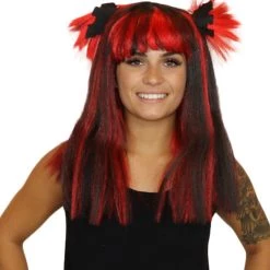 HPO Bat Black And Blue Wig | Medium Bob Cosplay Halloween Wig | Premium Breathable Capless Cap Women's