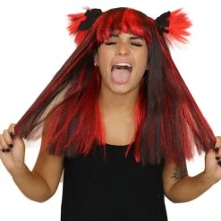 HPO Bat Black And Blue Wig | Medium Bob Cosplay Halloween Wig | Premium Breathable Capless Cap Women's