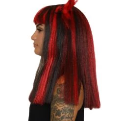 HPO Bat Black And Blue Wig | Medium Bob Cosplay Halloween Wig | Premium Breathable Capless Cap Women's