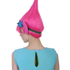 BC Women's Poppy Trolls With Ears Wig | Pink Cosplay Halloween Wig | Premium Breathable Capless Cap