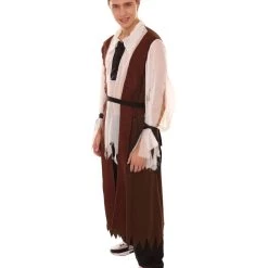 HPO Adult Men's Pirate Captain Assymetrical Layered Costume | Multi Color Halloween Costume