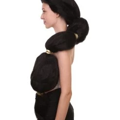 HPO Womens TV Movie Princess Jumbo Wig With Crown Black | Premium Breathable Capless Cap