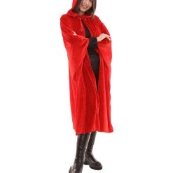 HPO Adult Women's Hooded Robe Cape Costume | Red Halloween Costume