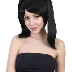 HPO Japanese Anime School Idol Womens Wig | Black Cartoon Ponytail Asian Wig | Premium Breathable Capless Cap Men's