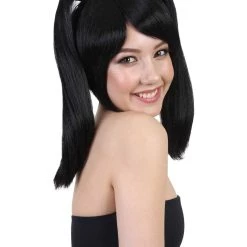 HPO Japanese Anime School Idol Womens Wig | Black Cartoon Ponytail Asian Wig | Premium Breathable Capless Cap Men's