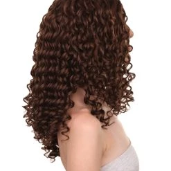 HPO Womens Brown Curly Wig | Medium Cosplay Halloween Wig | Premium Breathable Capless Cap Men's