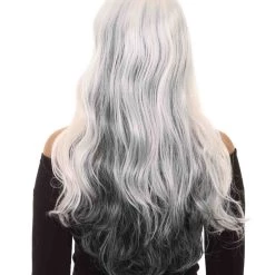 HPO Men's White And Black Long Womens Wig | Ghost Horror Sexy Cosplay Party Halloween Wig | Premium Breathable Capless Cap