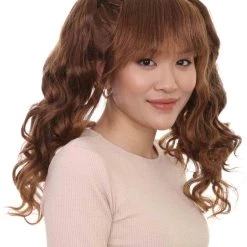 HPO Women's Lolita Ponytail Brown Womens Wig | Long Brown Ponitail Curly Wig | Premium Breathable Capless Cap