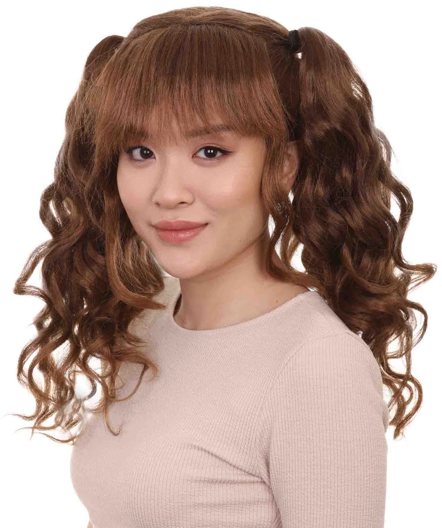 HPO Women's Lolita Ponytail Brown Womens Wig | Long Brown Ponitail Curly Wig | Premium Breathable Capless Cap