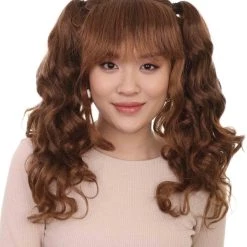 HPO Women's Lolita Ponytail Brown Womens Wig | Long Brown Ponitail Curly Wig | Premium Breathable Capless Cap