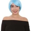 HPO Party Short Blue Womens Wig | Party Ready Fancy Cosplay Halloween Wig | Premium Breathable Capless Cap